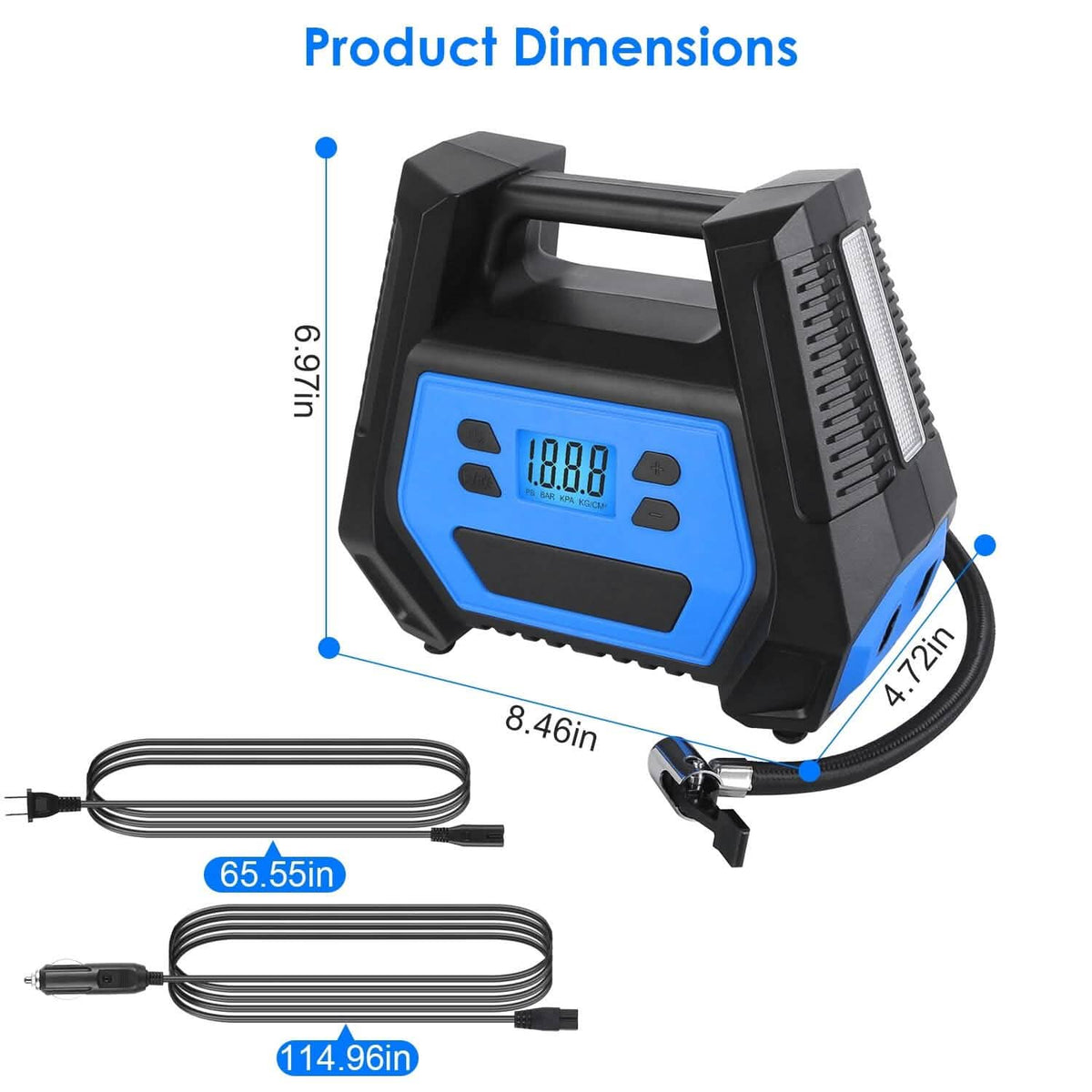 120W Max Power Portable Tire Pump with Digital Display LED Light Automotive - Tophatter Daily Deals