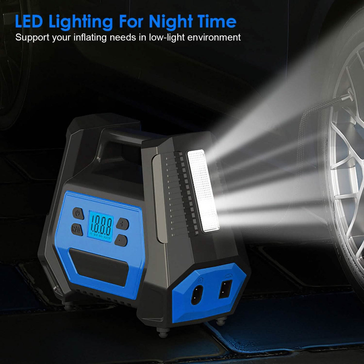 120W Max Power Portable Tire Pump with Digital Display LED Light Automotive - Tophatter Daily Deals