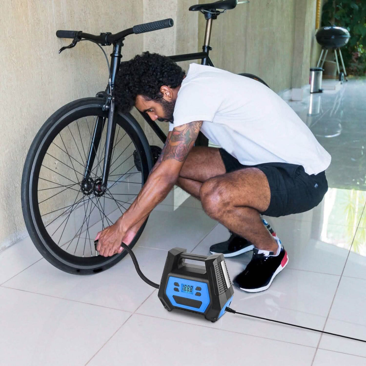 120W Max Power Portable Tire Pump with Digital Display LED Light Automotive - Tophatter Daily Deals