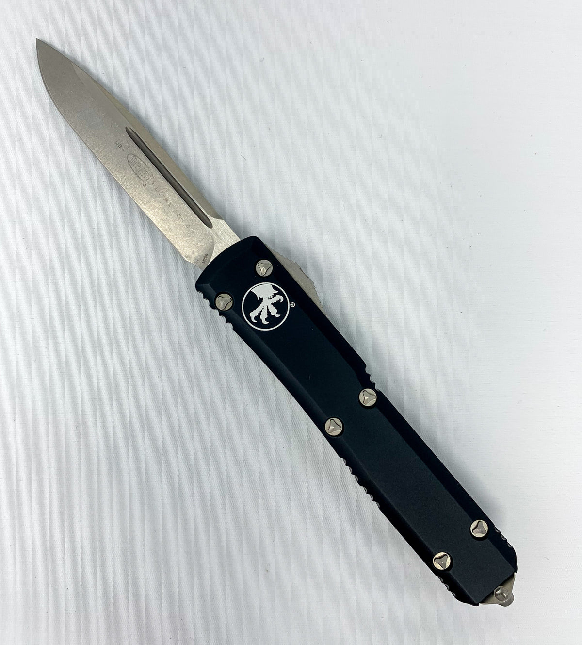 Microtech Ultratech - Black Chassis - Stonewash Blade - 121-10 Automatic Knives - Tophatter Daily Deals