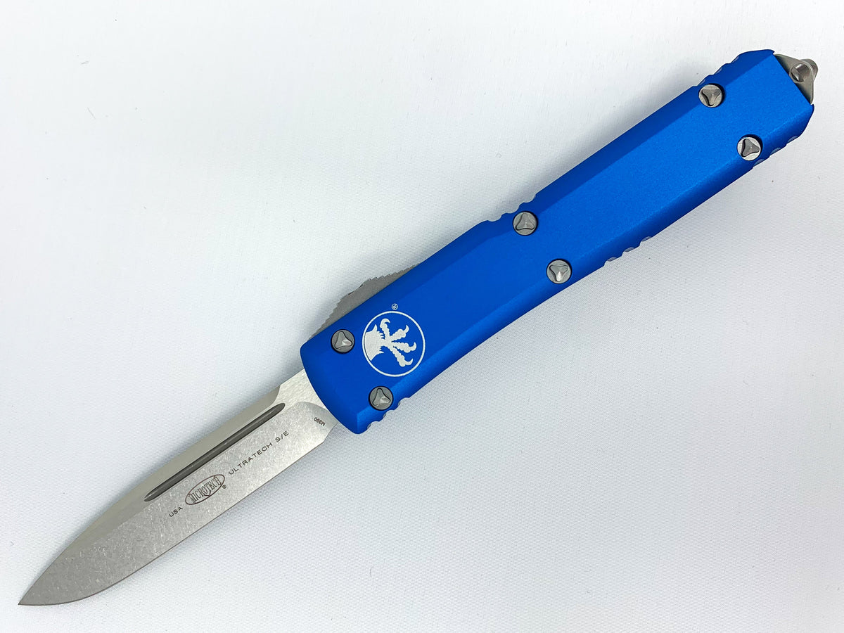 Microtech Ultratech - Blue Chassis - Stonewash Blade - OTF - 121-10BL Automatic Knives - Tophatter Daily Deals