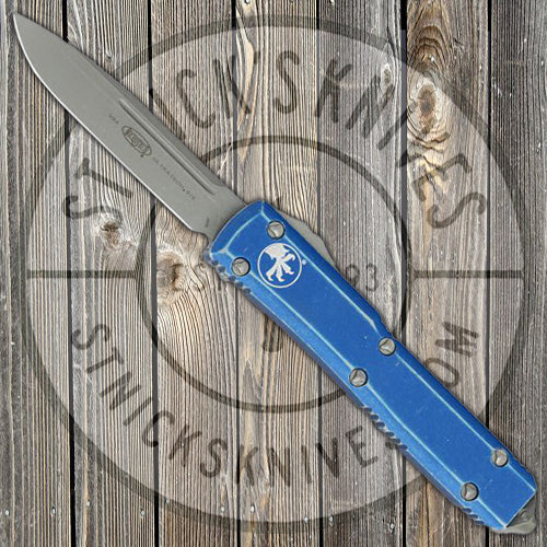 Microtech - Ultratech - Automatic - Single Edge - Distressed Blue Chassis - Stonewash Blade - 121-10DBL Automatic Knives - Tophatter Daily Deals