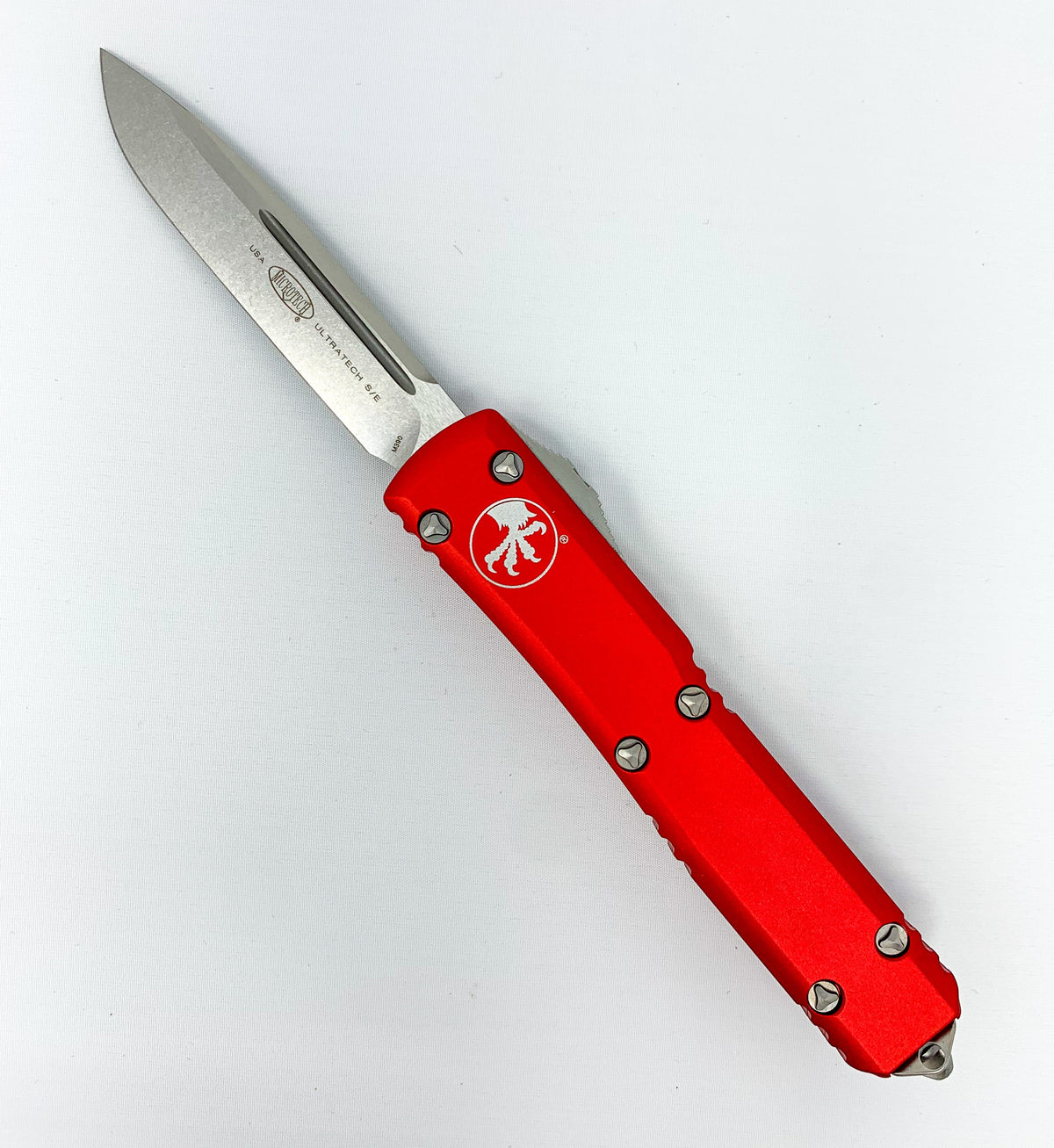 Microtech Ultratech - Red Chassis - Stonewash Blade - 121-10RD Automatic Knives - Tophatter Daily Deals