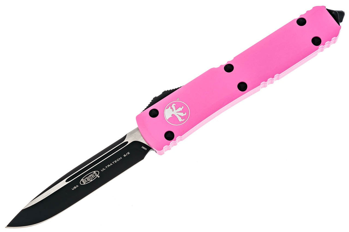 Microtech Ultratech - Single Edge Black Blade - Pink Chassis - 121-1BPK Automatic Knives - Tophatter Daily Deals