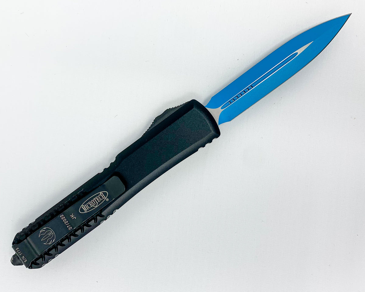 Microtech Ultratech - Double Edge Blue Blade - Black Hardware - Jedi Knight - Black Chassis - 122-1JK Automatic Knives - Tophatter Daily Deals
