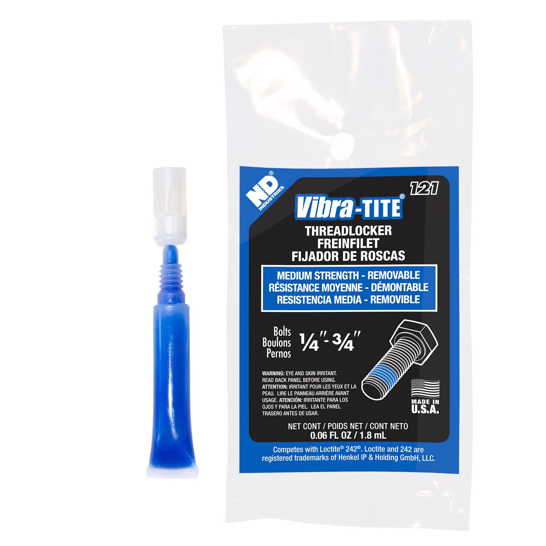 Vibra-Tite Thread Locker GEL Red/Blue Knife Pivot Lock Tight loctite Blue Liquid (removable) - 1.8 mL Knife-Accessory - Tophatter Daily Deals