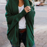 Bat Ssleeve Plus Size Knitted Cardigan Sweater Green 0 - Tophatter Daily Deals