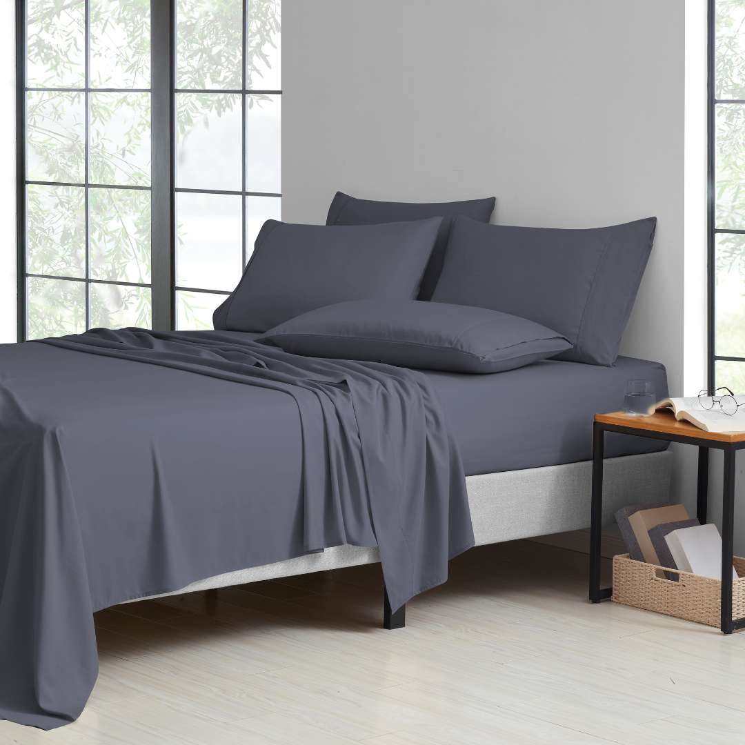 Kathy Ireland 2000 Thread Count Cotton 6 Pc Sheet Set Charcoal Grey Bedding - Tophatter Daily Deals