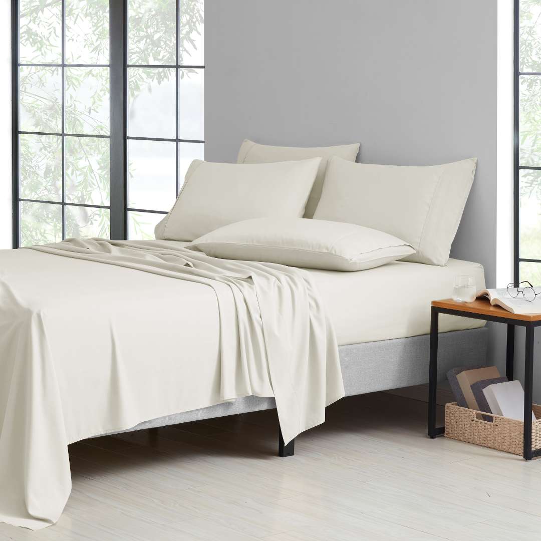 Kathy Ireland 2000 Thread Count Cotton 6 Pc Sheet Set Ivory Bedding - Tophatter Daily Deals