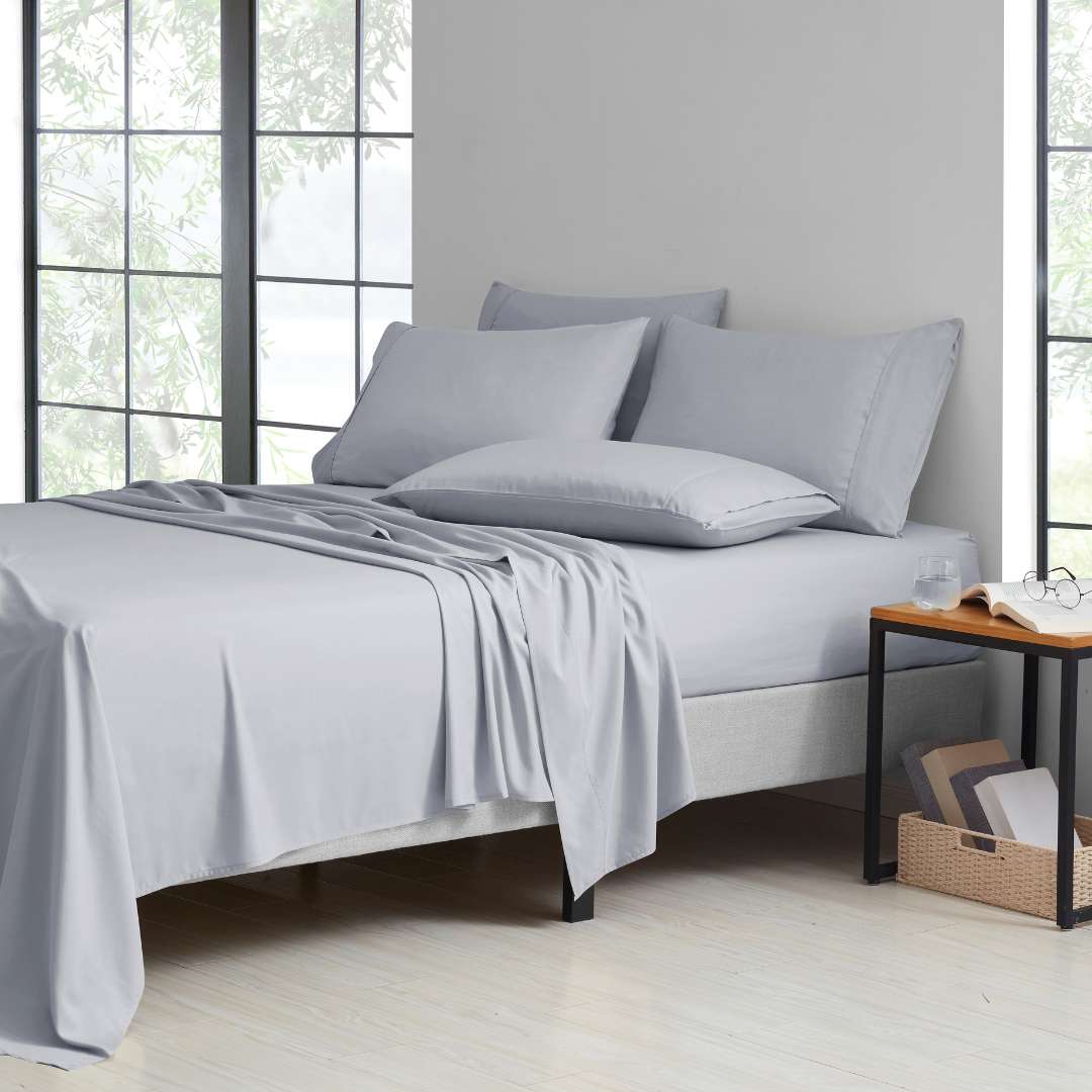 Kathy Ireland 2000 Thread Count Cotton 6 Pc Sheet Set Silver Grey Bedding - Tophatter Daily Deals