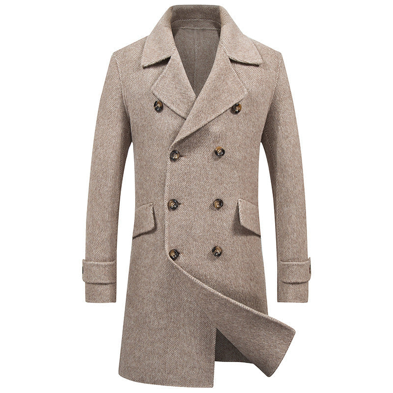 Warm Men's Double-Breasted Coat - Mid-Length, Wool Camel 3D Changing Face Moving Picture Frame - Tophatter Daily Deals