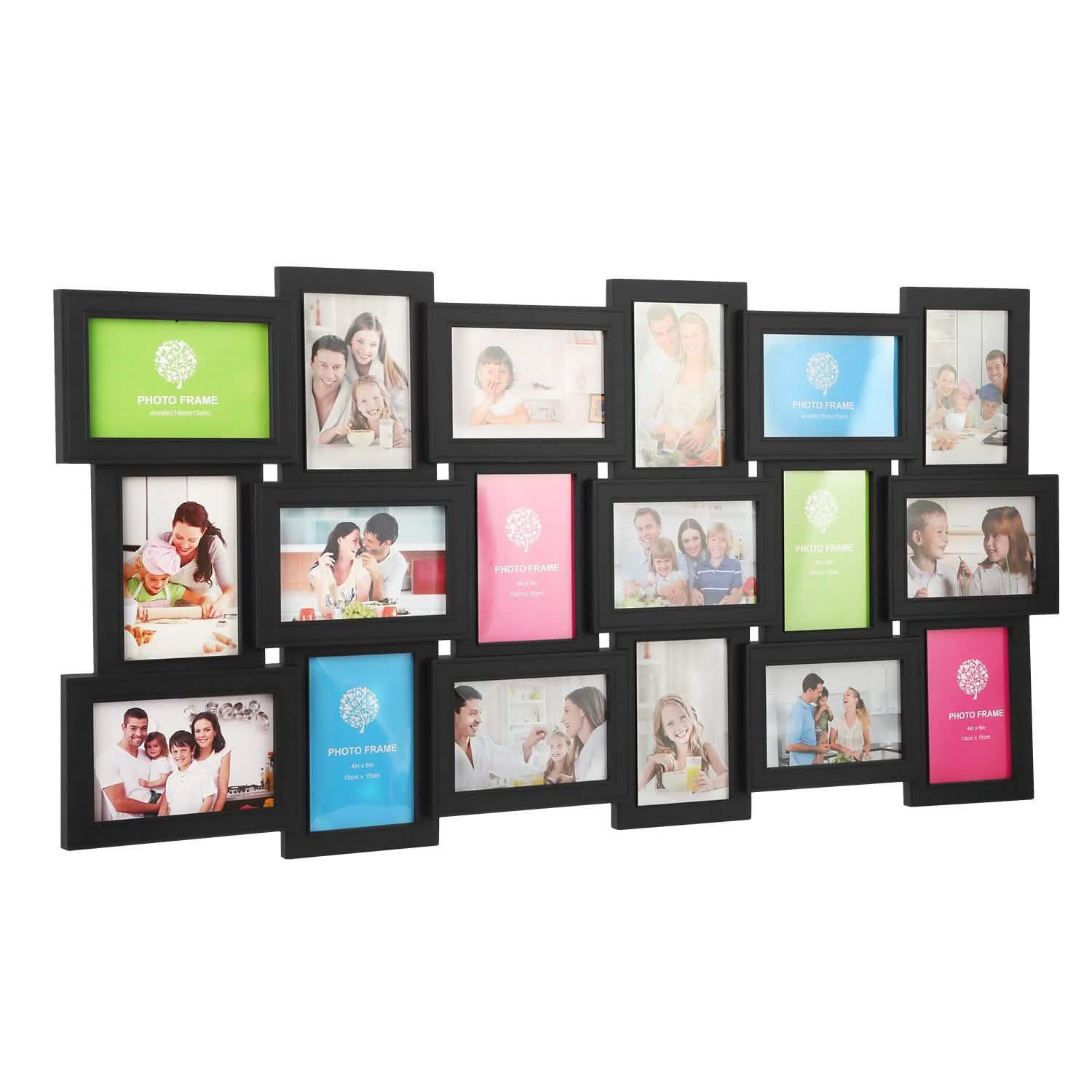 12/18 Picture Frames Collage for Photos in 4" x 6" Glass Protection Black Furniture & Decor - Tophatter Daily Deals