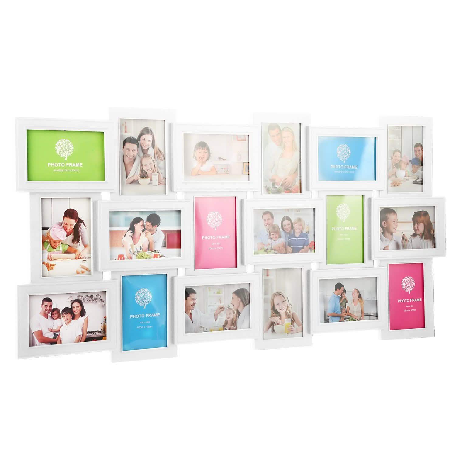 12/18 Picture Frames Collage for Photos in 4" x 6" Glass Protection White Furniture & Decor - Tophatter Daily Deals