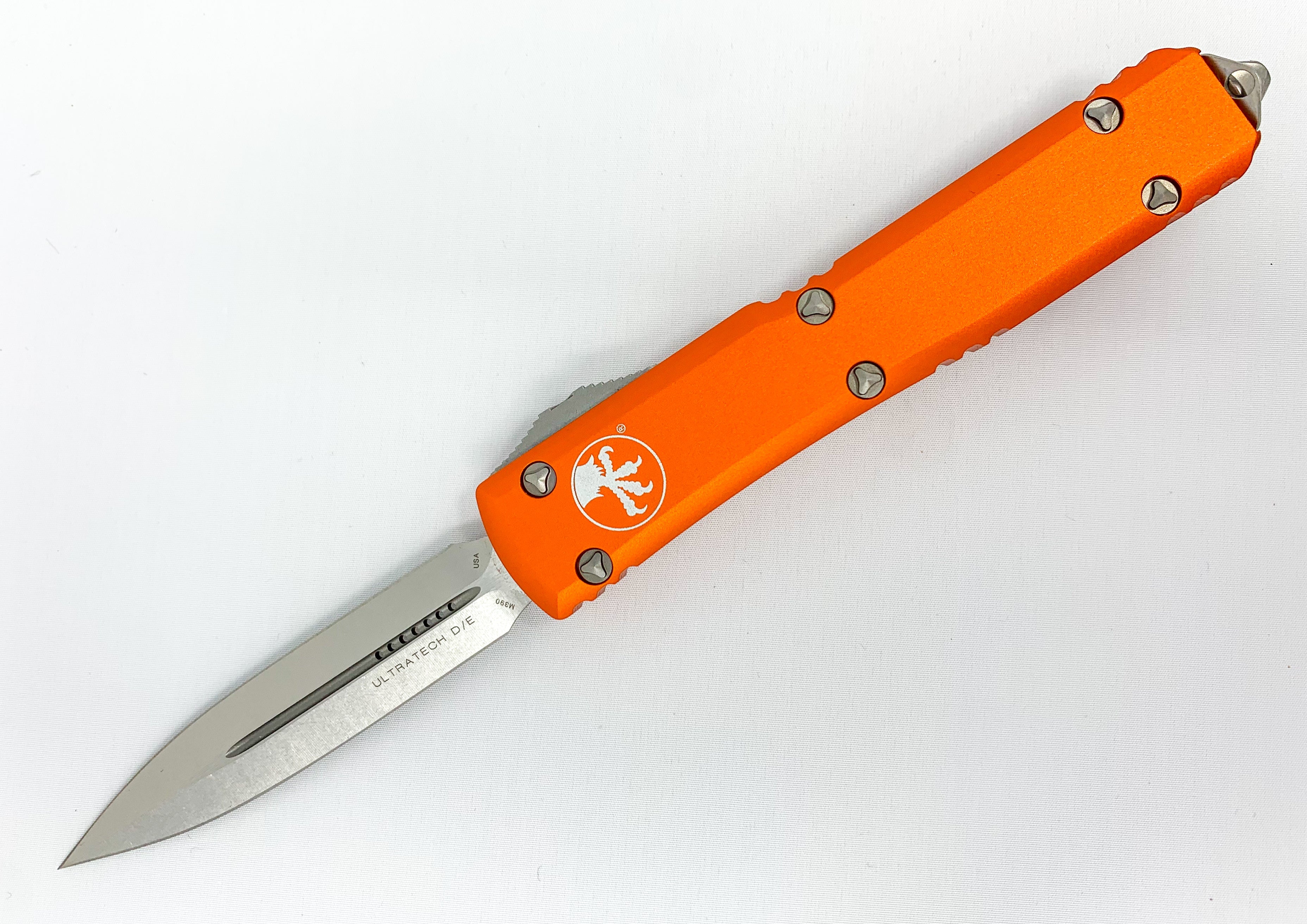 Microtech Ultratech - Double Edge - Standard Hardware - Standard Edge - Orange Chassis - 122-10OR Automatic Knives - Tophatter Daily Deals