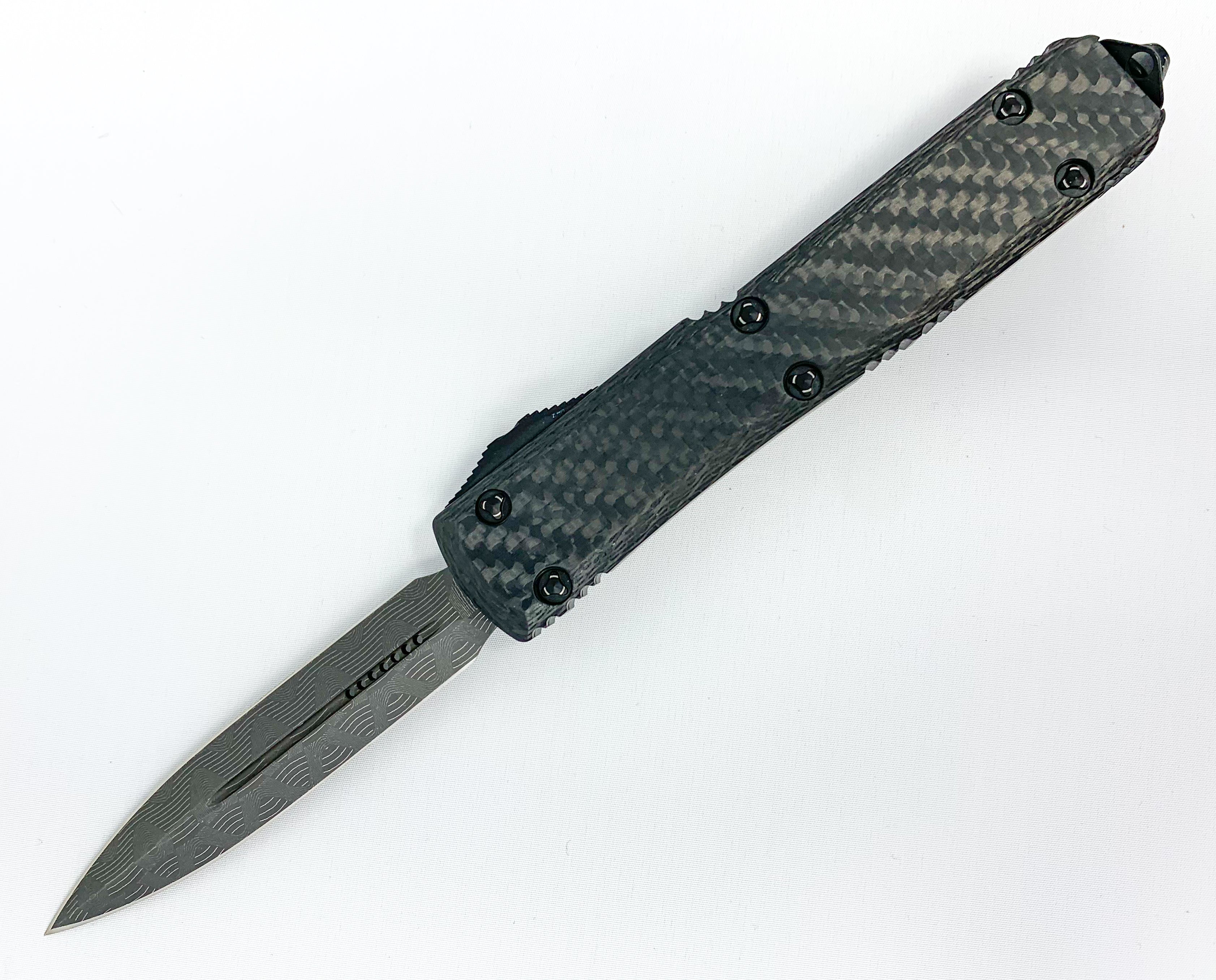 Microtech Ultratech - Double Edge - Signature Series - Ringed Hardware - Carbon Fiber Chassis - 122-16CFS Automatic Knives - Tophatter Daily Deals