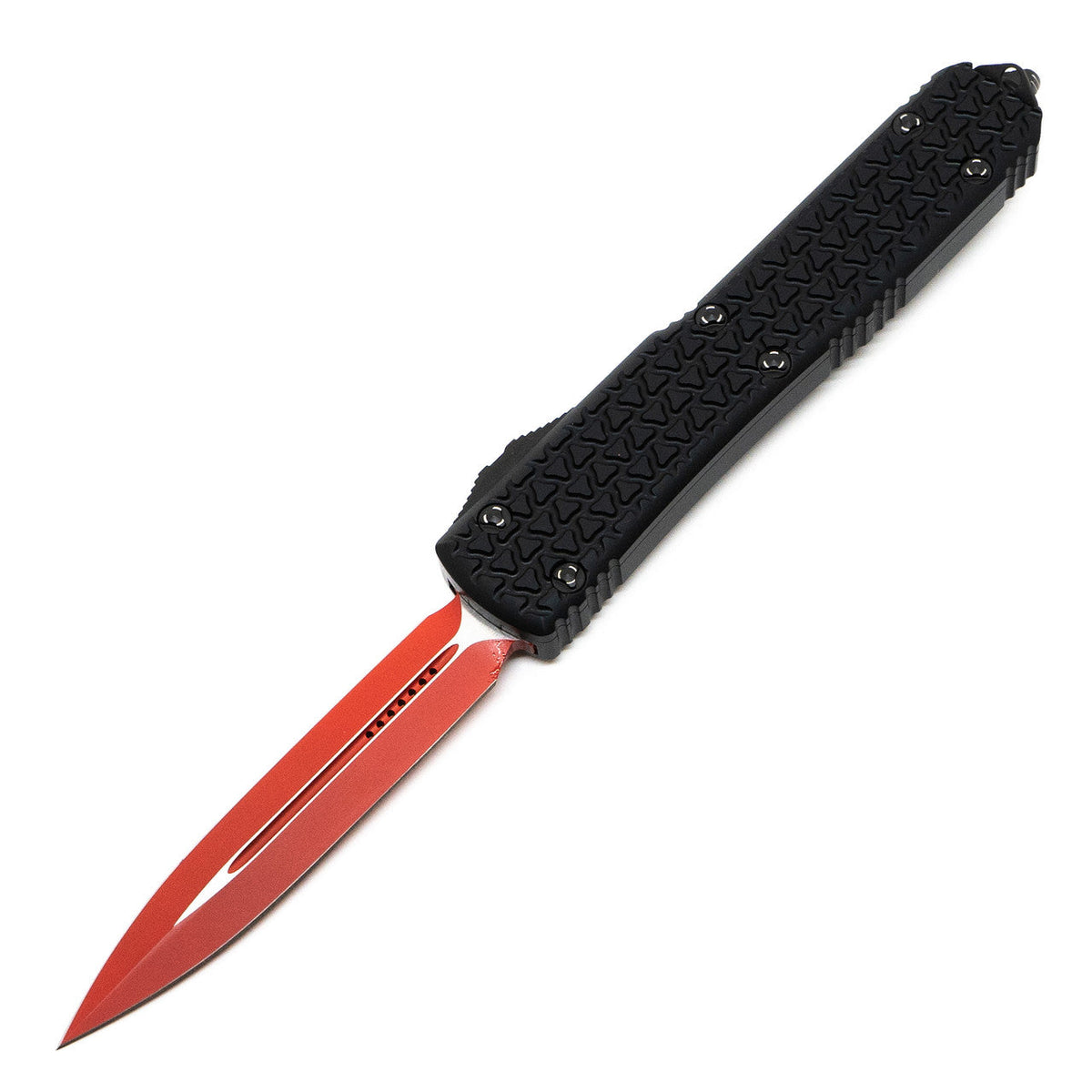 Microtech Ultratech - Double Edge Red Blade - Black Hardware - Sith Lord - Black Chassis - 122-1SL Automatic Knives - Tophatter Daily Deals