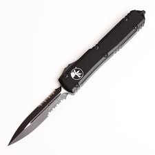 Microtech Ultratech - D/E Serrated Blade - Black Tactical Chassis - 122-2T Automatic Knives - Tophatter Daily Deals