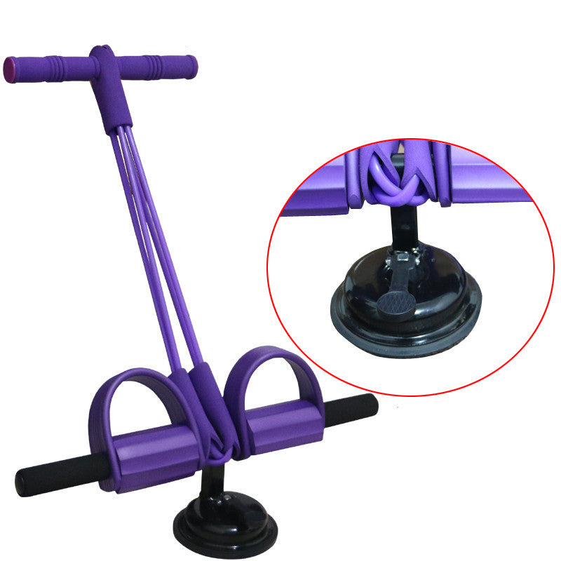 4 Tubes Latex Foot Elastic Pull Rope Expander Pedal Resistance Band Fitness Sit Up Pull Rope Purple 0 - Tophatter Daily Deals