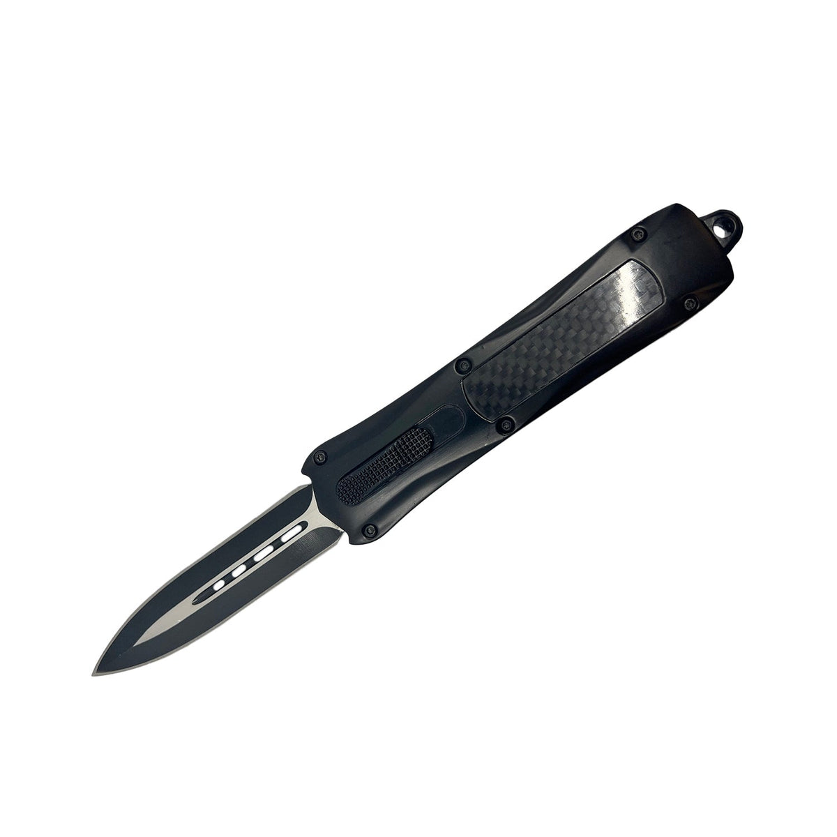 Carbon Fiber Automatic OTF Knife w/ Belt Clip Dagger Blade Knife - Tophatter Daily Deals