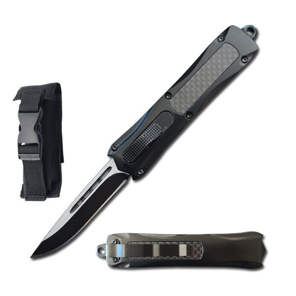 7" Carbon Fiber Handle Drop Point Blade Automatic OTF Knife - TOPHATTER'S ARMORY DEALS Collectible Weapons - Tophatter Daily Deals