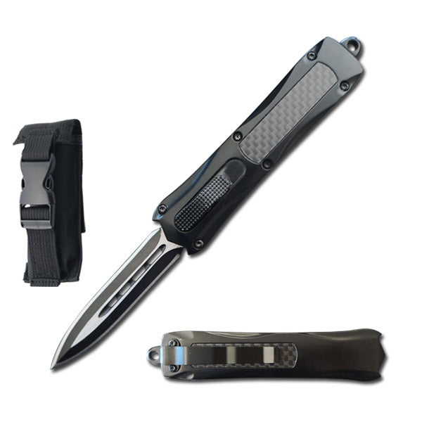 7" Carbon Fiber Handle Dagger Blade Automatic OTF Knife - TOPHATTER'S ARMORY DEALS Collectible Weapons - Tophatter Daily Deals