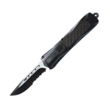 Carbon Fiber Automatic OTF Knife w/ Belt Clip Half Serrated Drop Point Knife - Tophatter Daily Deals