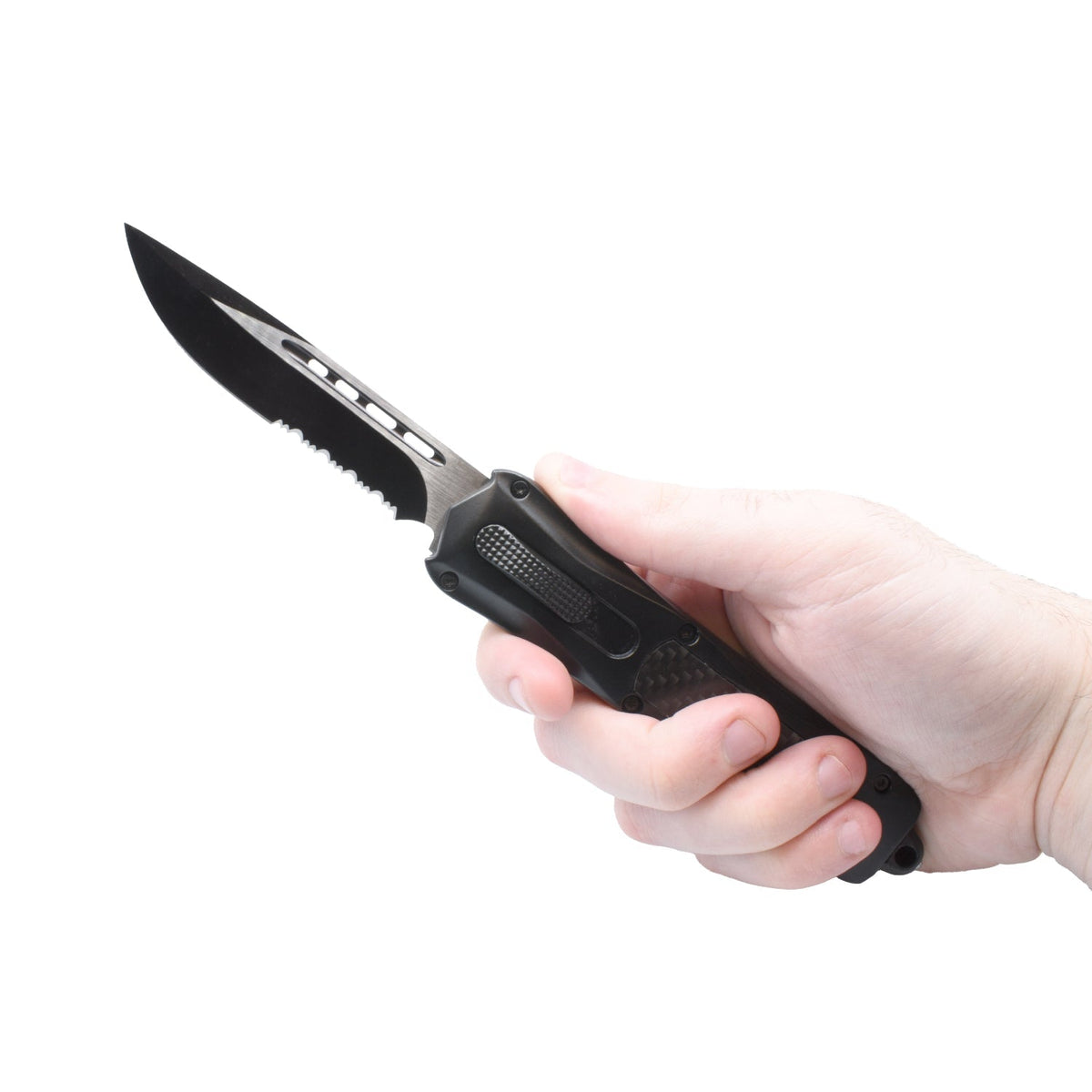 Carbon Fiber Automatic OTF Knife w/ Belt Clip Knife - Tophatter Daily Deals