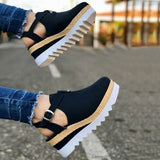 Baotou wedge sandals women's shoes Roman women Black 0 - Tophatter Daily Deals