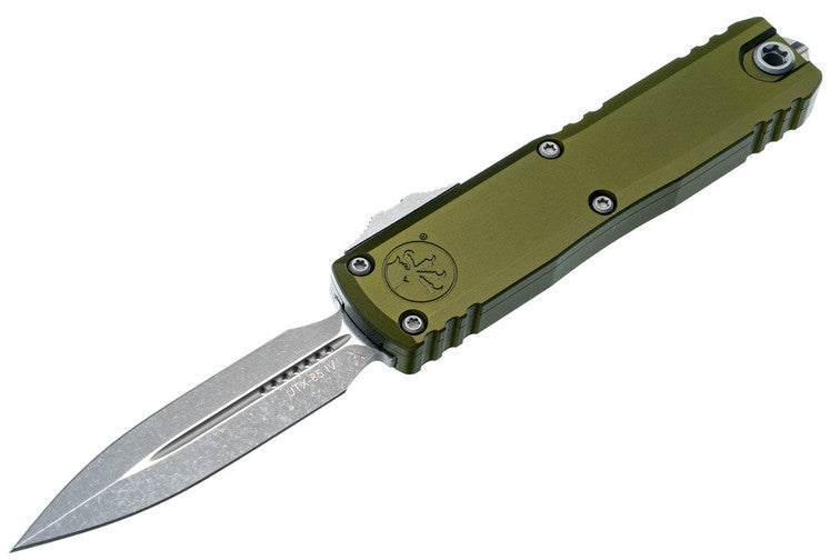 Microtech UTX-85 Gen IV - OD Green Handle - D/E Apocalyptic - 12324-10APOD Automatic Knives - Tophatter Daily Deals