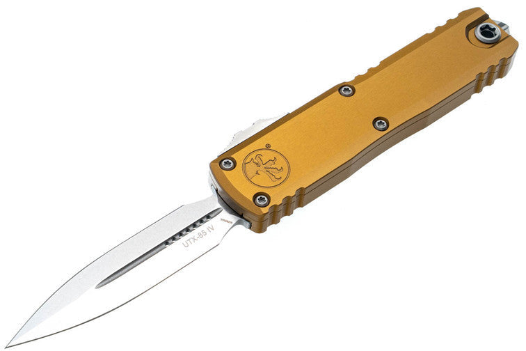 Microtech UTX-85 Gen IV - Tan Handle - D/E Stonewashed Blade - 12324-10TA Automatic Knives - Tophatter Daily Deals