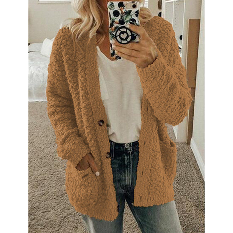 Women's Fashion Casual Sweater Jacket Plus Size Top Pink Color Coats Brown Coats Jacket - Tophatter Daily Deals