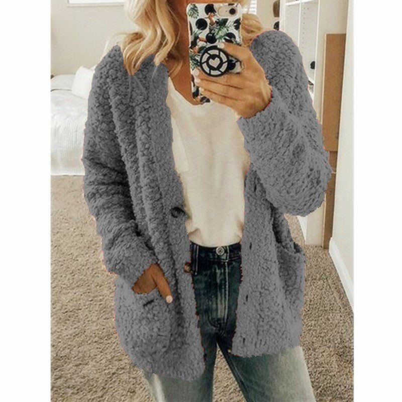 Women's Fashion Casual Sweater Jacket Plus Size Top Pink Color Coats Dark gray Coats Jacket - Tophatter Daily Deals