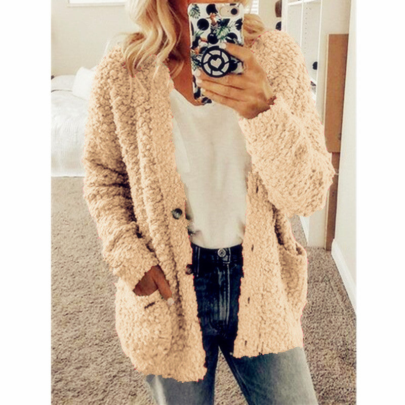 Women's Fashion Casual Sweater Jacket Plus Size Top Pink Color Coats Khaki Coats Jacket - Tophatter Daily Deals
