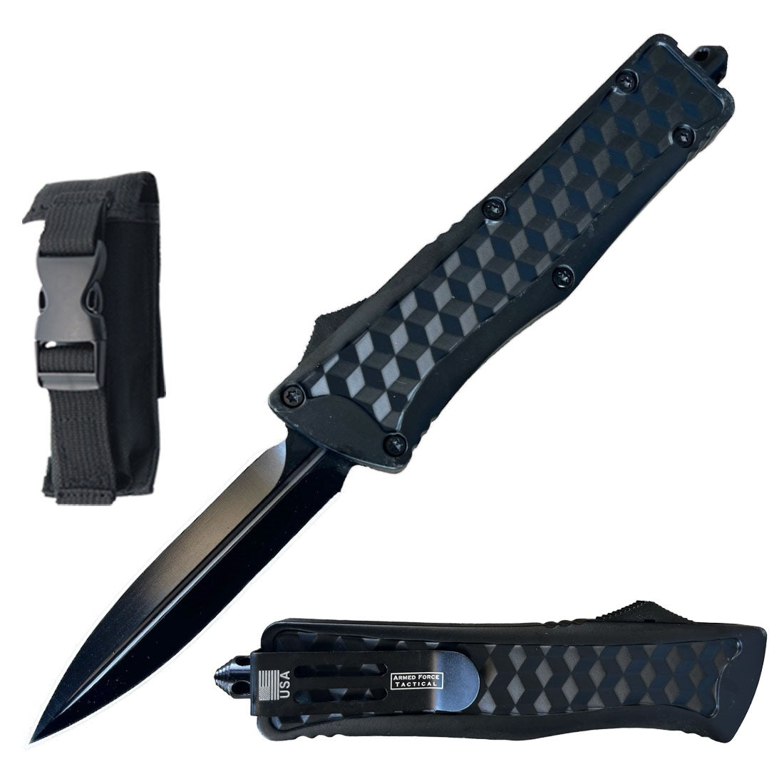 9" American Mercenary Black Tactical OTF Automatic Knife - TOPHATTER'S ARMORY DEALS Collectible Weapons - Tophatter Daily Deals
