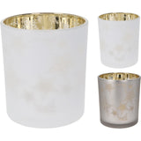 Snowflake Tealight Holder | Frosted Glass Christmas Tea Light Candle Holder 10cm Candle Holder - Tophatter Daily Deals