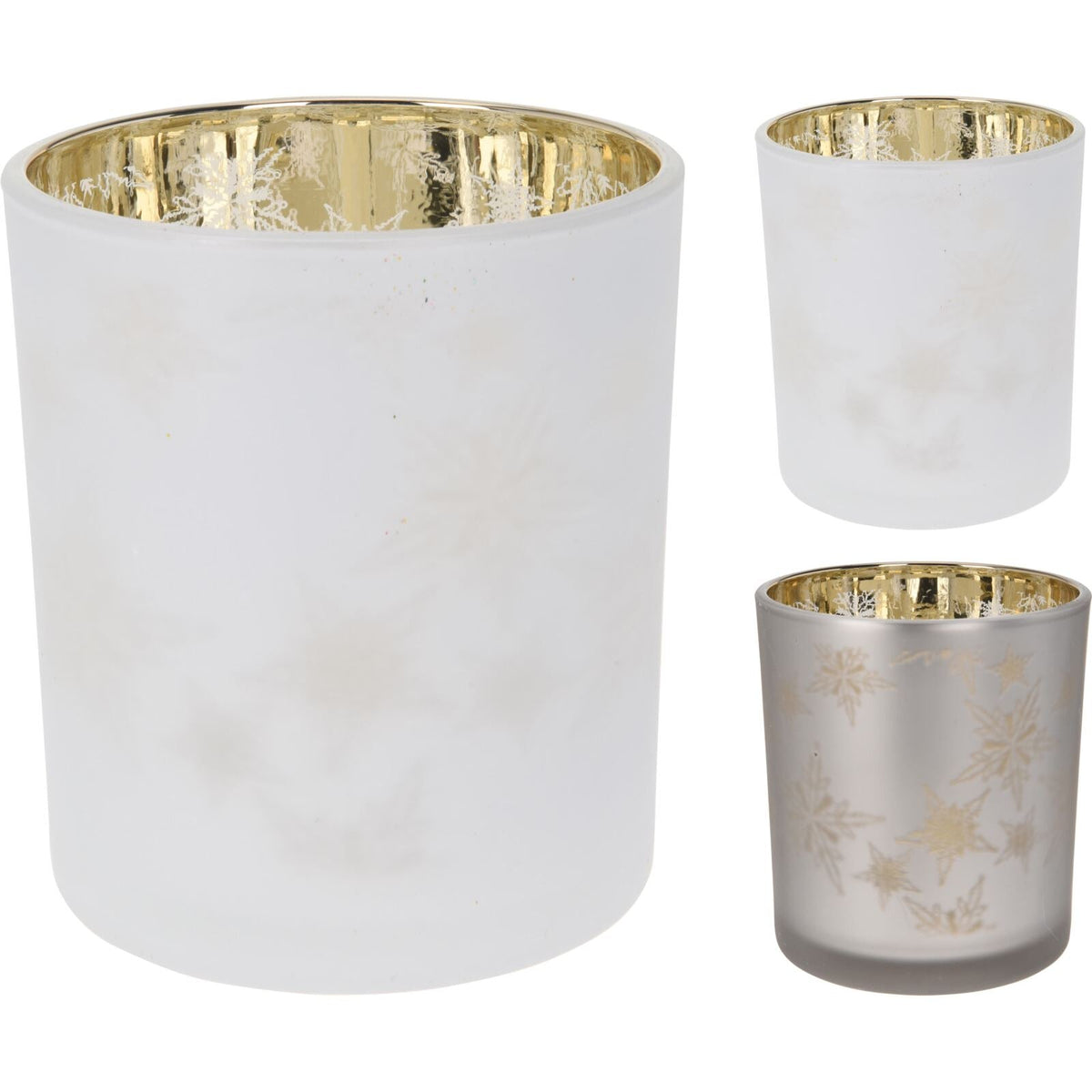Snowflake Tealight Holder | Frosted Glass Christmas Tea Light Candle Holder 10cm Candle Holder - Tophatter Daily Deals