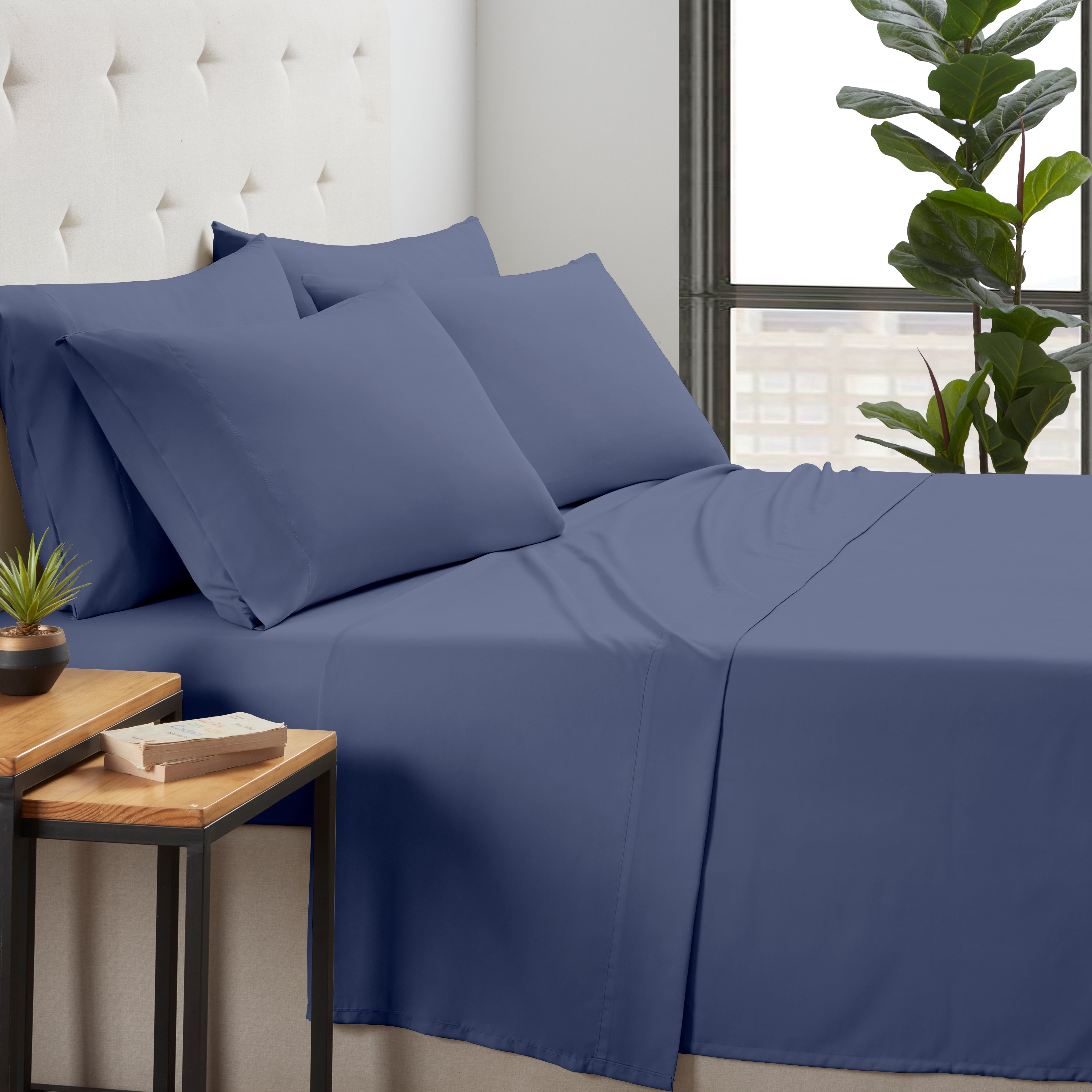 Kathy Ireland 6 Piece Bamboo Cooling Sheet Set Light Blue Bedding - Tophatter Daily Deals