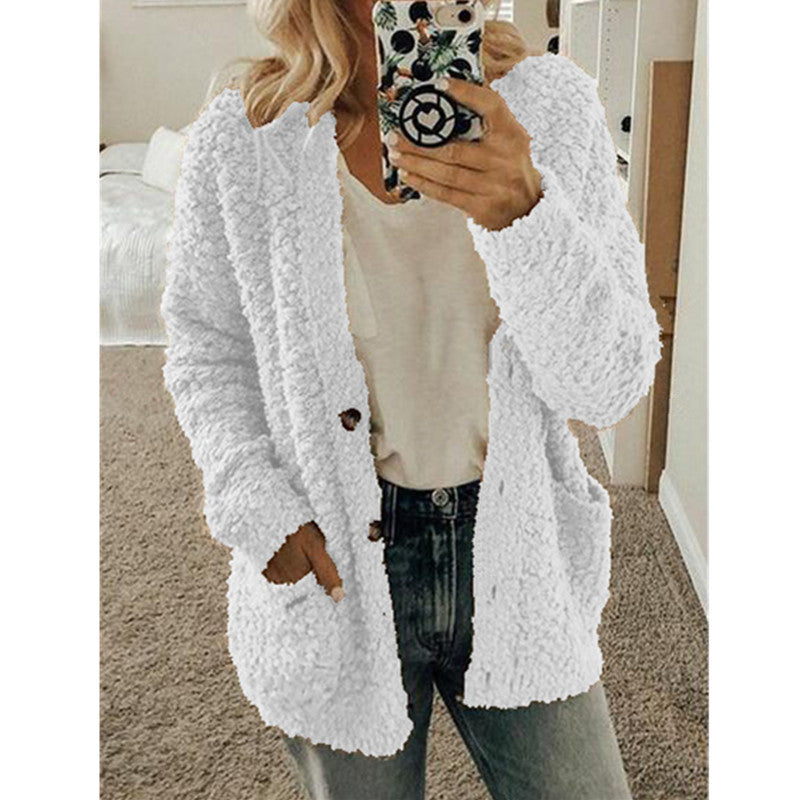 Women's Fashion Casual Sweater Jacket Plus Size Top Pink Color Coats White Coats Jacket - Tophatter Daily Deals
