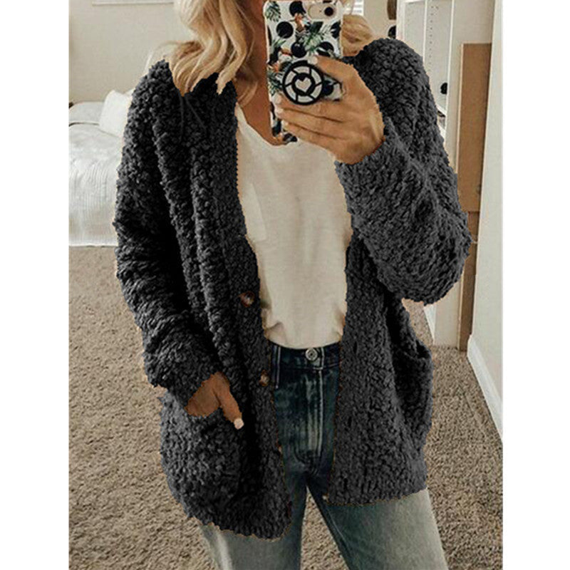 Women's Fashion Casual Sweater Jacket Plus Size Top Pink Color Coats Black Coats Jacket - Tophatter Daily Deals