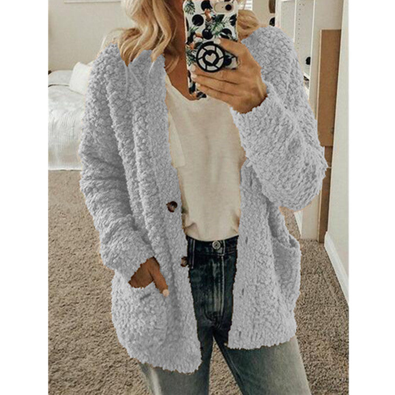 Women's Fashion Casual Sweater Jacket Plus Size Top Pink Color Coats Light grey Coats Jacket - Tophatter Daily Deals