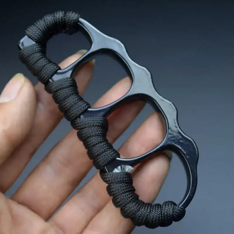 Brass Knuckles Ring Bracelet, Pea Pod Design, Finger Tiger Fist Buckle-GS133 black Pocket Knives - Tophatter Daily Deals