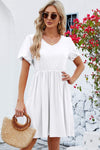 V-Neck Balloon Short Sleeve Dress Casual Dresses - Tophatter Daily Deals