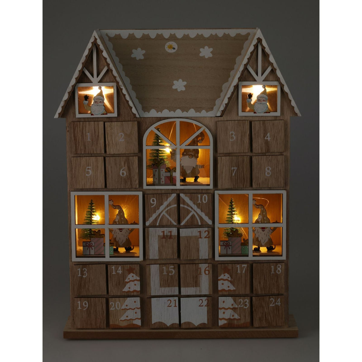Wooden House Advent Calendar with 24 Drawers and LED Lights | Christmas Calendar Advent Calendar - Tophatter Daily Deals