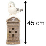 45cm LED Christmas Bird On Telephone Box Decoration | Light Up Festive Phone Box Ornament | Indoor Christmas Decorations Ornament - Tophatter Daily Deals