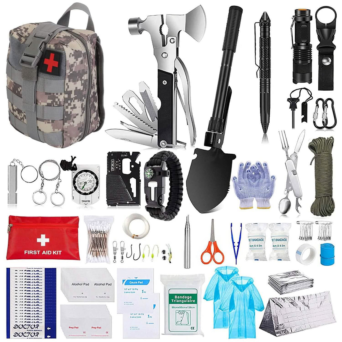 125-Pieces: Emergency Survival Gear Tactical for Outdoor Adventure Outdoor Recreation - Tophatter Daily Deals