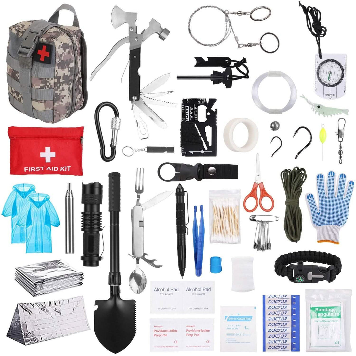 125-Pieces: Emergency Survival Gear Tactical for Outdoor Adventure Outdoor Recreation - Tophatter Daily Deals