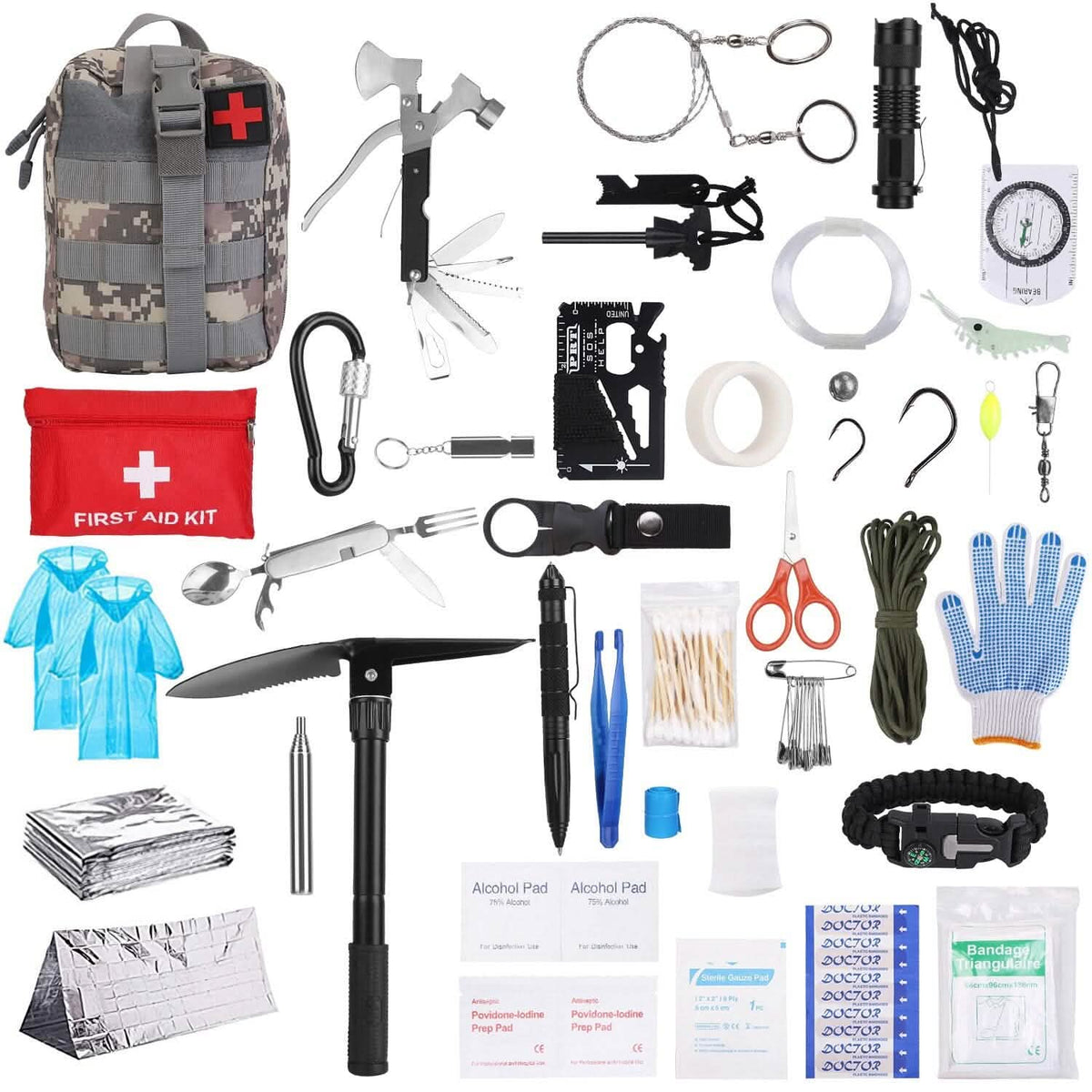 125-Pieces: Emergency Survival Gear Tactical for Outdoor Adventure Outdoor Recreation - Tophatter Daily Deals