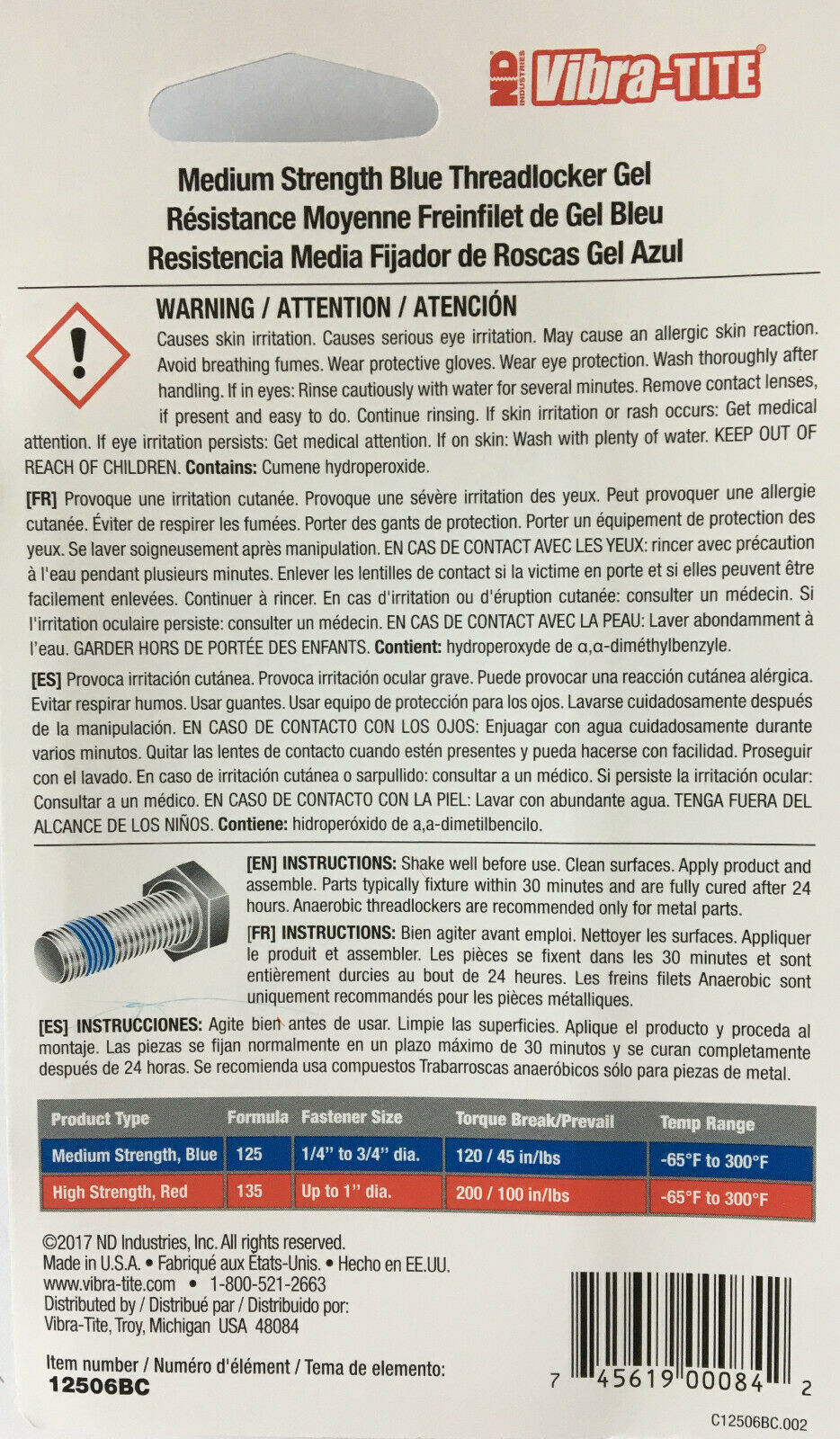 Vibra-Tite Thread Locker GEL Red/Blue Knife Pivot Lock Tight loctite Knife-Accessory - Tophatter Daily Deals