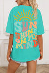 SUN SHINE ON MY MIND Round Neck T-Shirt Tiffany Blue M Women's T-Shirts - Tophatter Daily Deals