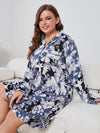 Plus Size Floral Lapel Collar Long Sleeve Night Dress Sleep Dresses - Tophatter Daily Deals